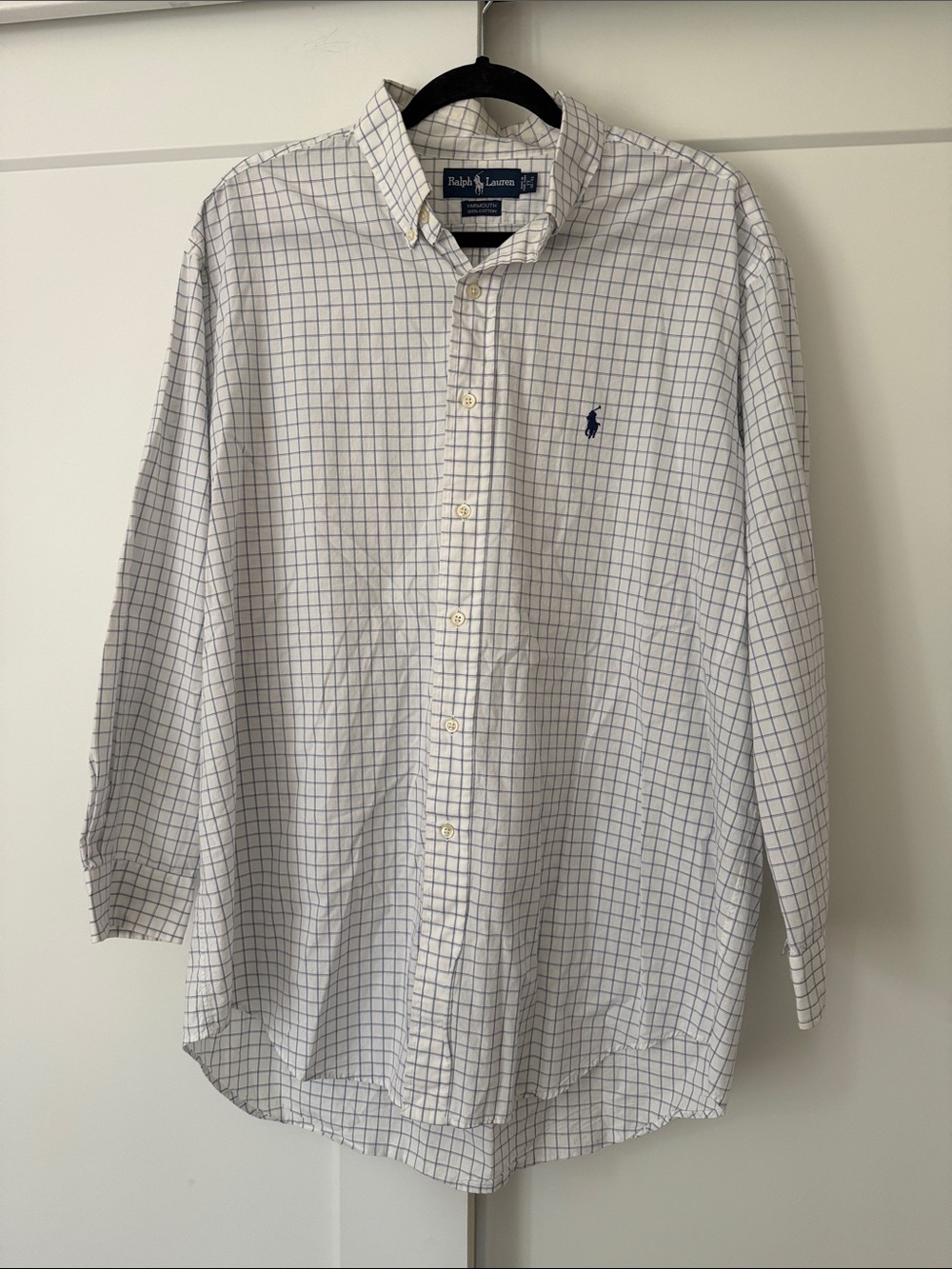 Ralph Lauren White & Blue Windowpane Button-Down Shirt